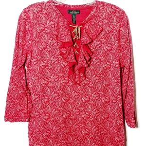 Ralph Lauren LRL Lauren Jeans Co. Red Floral Top